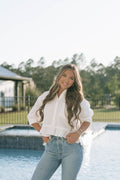 The Poplin Puff Sleeve Top - White