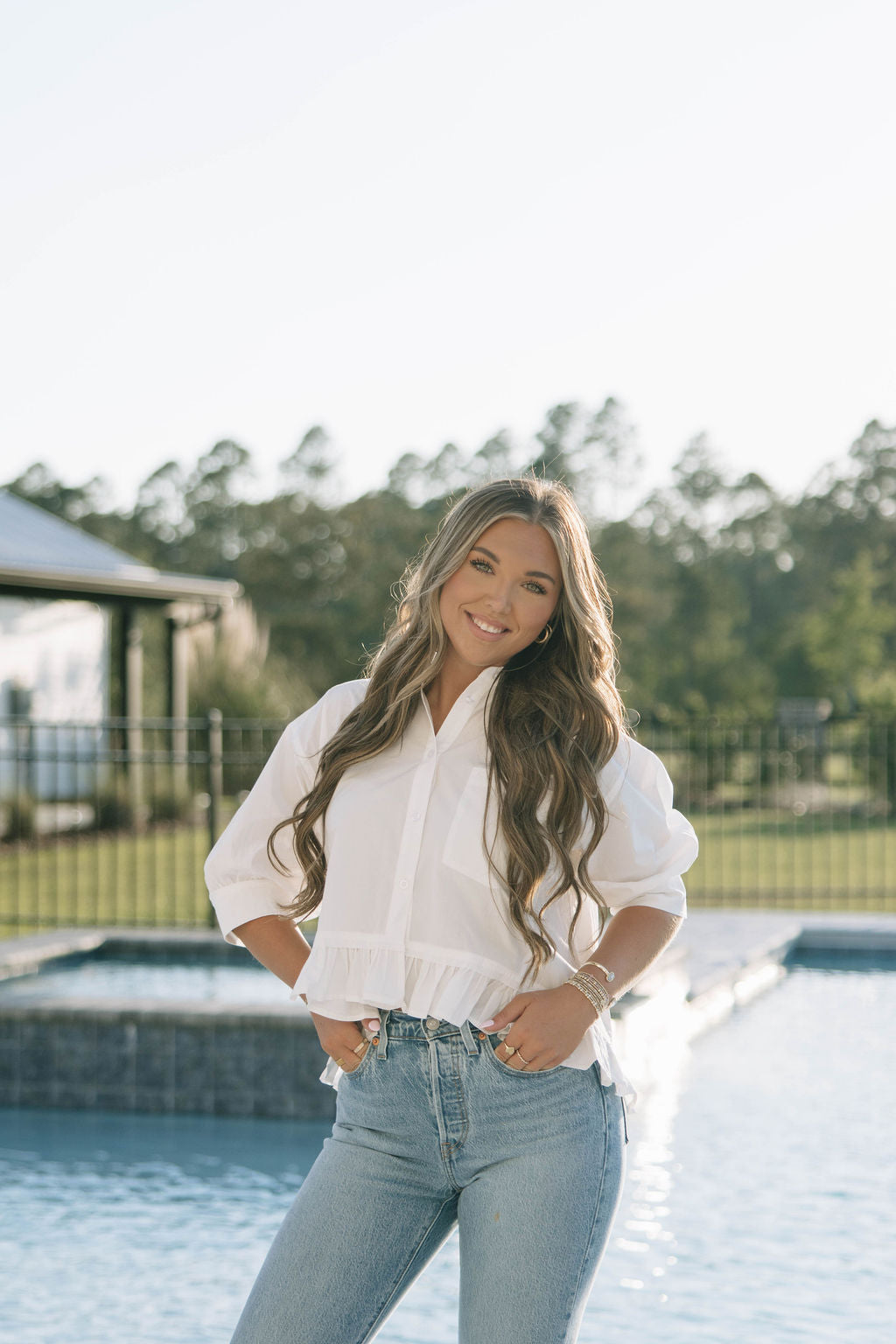 The Poplin Puff Sleeve Top - White