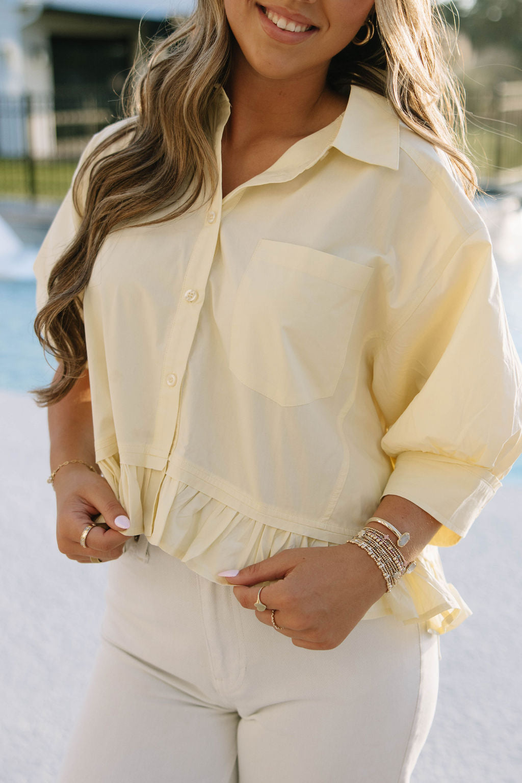 The Poplin Puff Sleeve Top - Butter Yellow