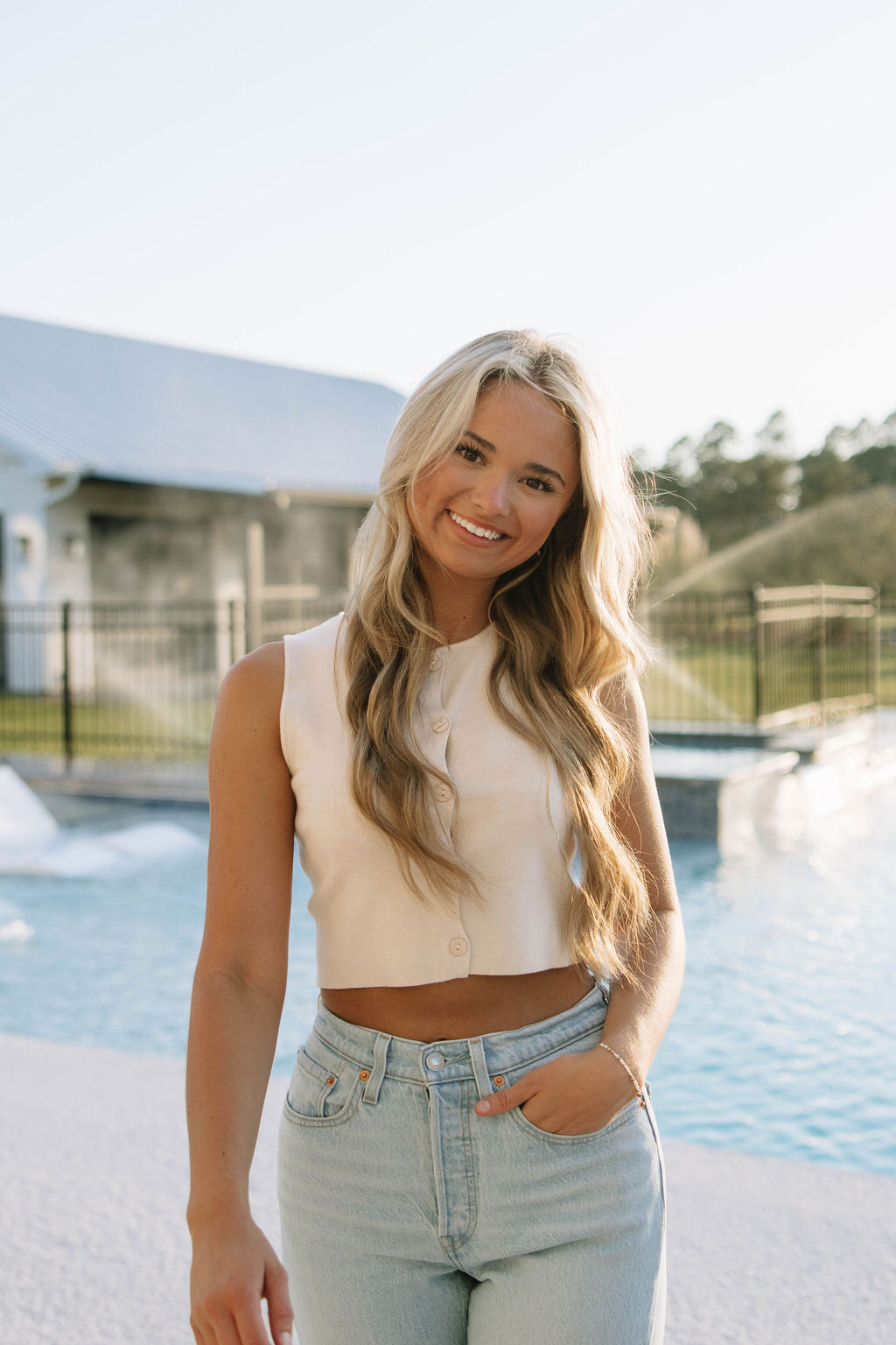 The Ivory Button Tank